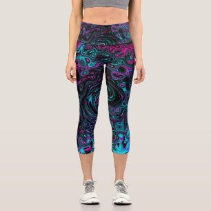 Leggings Capri Aqua Magenta et Abstrait noir