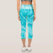 Leggings Capri Aqua Swirls INITIALES Ocean Water Beach Amusement (Verso)