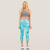 Leggings Capri Aqua Swirls INITIALES Ocean Water Beach Amusement (Recto)