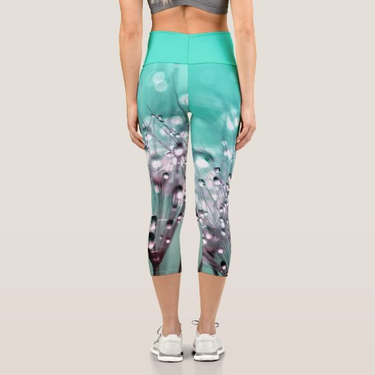 Leggings Capri Aqua Turquoise Abstrait Dandelion Yoga Capri (Verso)
