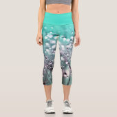 Leggings Capri Aqua Turquoise Abstrait Dandelion Yoga Capri (Recto)