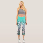 Leggings Capri Aqua Turquoise Abstrait Dandelion Yoga Capri (Recto)
