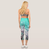 Leggings Capri Aqua Turquoise Abstrait Dandelion Yoga Capri (Verso)