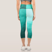 Leggings Capri Aqua Turquoise Gradient Motif géométrique (Verso)