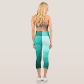Leggings Capri Aqua Turquoise Gradient Motif géométrique (Verso)