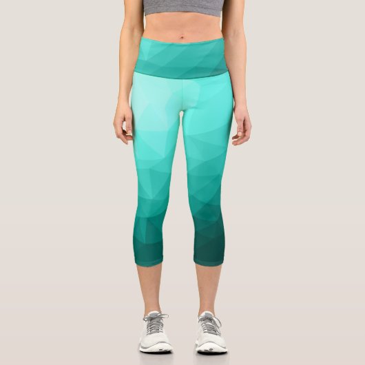 Leggings Capri Aqua Turquoise Gradient Motif géométrique (Recto)