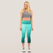 Leggings Capri Aqua Turquoise Gradient Motif géométrique (Recto)