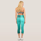 Leggings Capri Aqua Turquoise Gradient Motif géométrique (Verso)