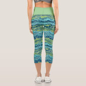 Leggings Capri Aqua Turquoise Lime Green Minéraux Motif d'âge (Verso)