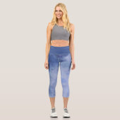 Leggings Capri Aquarelle Bleu et Blanc (Recto)