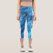 Leggings Capri Aquarelle bleue PERSONNALISER (Recto)