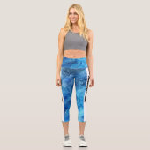Leggings Capri Aquarelle bleue PERSONNALISER (Recto)