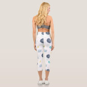 Leggings Capri Aquarelle Blue Space Planet Motif (Verso)