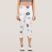Leggings Capri Aquarelle Blue Space Planet Motif (Recto)