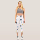 Leggings Capri Aquarelle Blue Space Planet Motif (Recto)