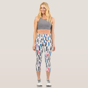 Leggings Capri Aquarelle brosse, coloré et transparent