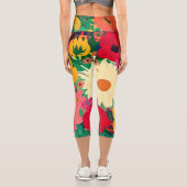 Leggings Capri Aquarelle colorée design floral (Verso)