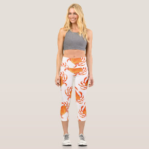 Leggings Capri Aquarelle de crabe : Motif Arrière - plan blanc