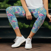 Leggings Capri Aquarelle de Flamant rose tropical