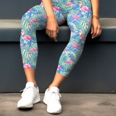 Leggings Capri Aquarelle de Flamant rose tropical