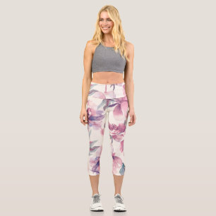 Leggings Capri Aquarelle de pivoines : arrière - plan floral tran