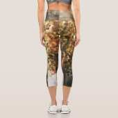Leggings Capri Aquarelle d'or illustration de l'arbre botanique (Verso)