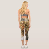 Leggings Capri Aquarelle d'or illustration de l'arbre botanique (Verso)