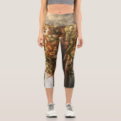 Leggings Capri Aquarelle d'or illustration de l'arbre botanique (Recto)