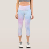 Leggings Capri Aquarelle Dreamy Rose bleu turquoise (Recto)