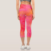 Leggings Capri Aquarelle encre Abstraite Art rose orange (Verso)