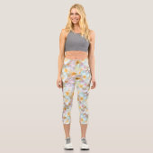 Leggings Capri Aquarelle Fleur sauvage haut taille Capris (Recto)