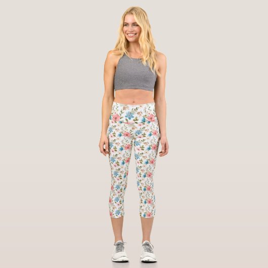 Leggings Capri Aquarelle Fleur sauvage motif floral-67676 (Recto)