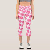 Leggings Capri Aquarelle fleurie de printemps art camélia rose (Recto)