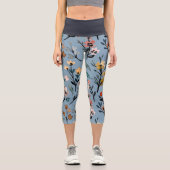 Leggings Capri Aquarelle florale Bleu Doux (Recto)