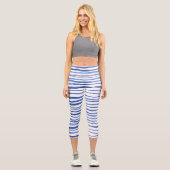 Leggings Capri Aquarelle irrégulière lignes simples - bleu (Recto)