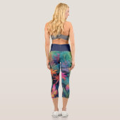 Leggings Capri Aquarelle moderne et dynamique Batik Floral (Verso)