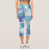 Leggings Capri Aquarelle moderne turquoise et gris Art Abstrait (Verso)