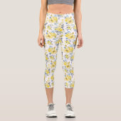 Leggings Capri Aquarelle Motif Floral Jaune (Recto)