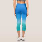Leggings Capri Aquarelle Océan Bleu Vert Été Thème Exercice  (Verso)