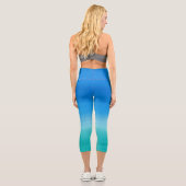 Leggings Capri Aquarelle Océan Bleu Vert Été Thème Exercice  (Verso)