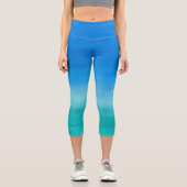 Leggings Capri Aquarelle Océan Bleu Vert Été Thème Exercice  (Recto)