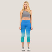 Leggings Capri Aquarelle Océan Bleu Vert Été Thème Exercice  (Recto)