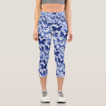 Leggings Capri Aquarelle papillon Indigo Blue<br><div class="desc">Peinture à papillon bleu et blanc Indigo. Art original de Nic Squirrell.</div>