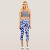 Leggings Capri Aquarelle papillon Indigo Blue (Recto)