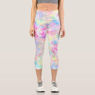 Leggings Capri Aquarelle Pastel Rainbow Tie Dye
