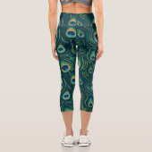Leggings Capri Aquarelle Peacock Motif (Verso)