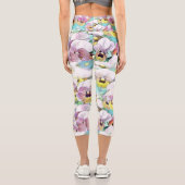 Leggings Capri Aquarelle peinte de panneaux blancs jaune rose (Verso)