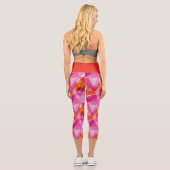 Leggings Capri Aquarelle Rose Orange Abstrait (Verso)