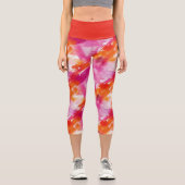 Leggings Capri Aquarelle Rose Orange Abstrait (Recto)
