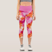 Leggings Capri Aquarelle Rose Orange Abstrait (Recto)
